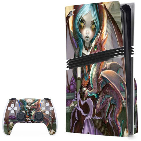 Gothic Vampire Fairy with Dragon & Skulls by Jasmine Becket-Griffith PS5 Pro Disk Bundle Skin
