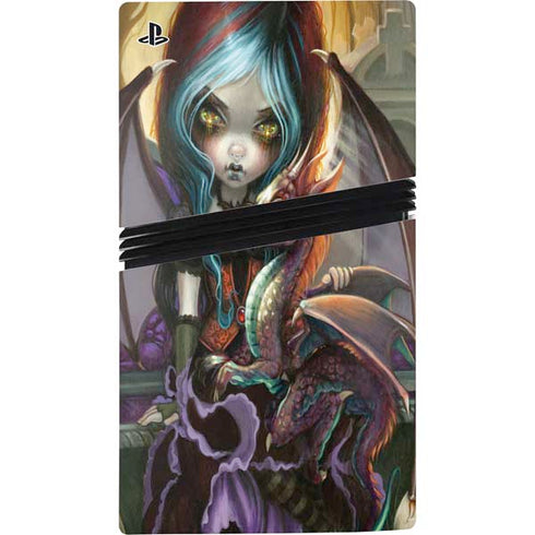Gothic Vampire Fairy with Dragon & Skulls by Jasmine Becket-Griffith PS5 Pro Disk Bundle Skin