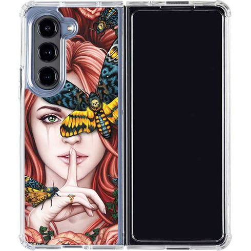 Gothic Woman and Death Moth Butterflies by Sarah Richter Galaxy Z Fold5 5G Clear Case