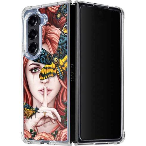 Gothic Woman and Death Moth Butterflies by Sarah Richter Galaxy Z Fold5 5G Clear Case