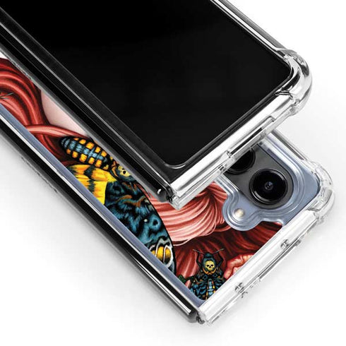 Gothic Woman and Death Moth Butterflies by Sarah Richter Galaxy Z Fold5 5G Clear Case