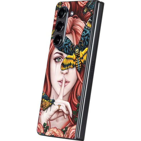 Gothic Woman and Death Moth Butterflies by Sarah Richter Galaxy Z Fold5 5G Skin