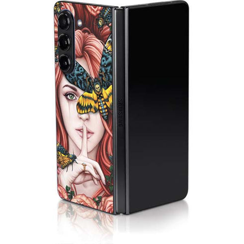Gothic Woman and Death Moth Butterflies by Sarah Richter Galaxy Z Fold5 5G Skin