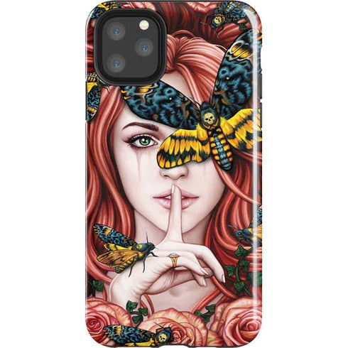 Gothic Woman and Death Moth Butterflies by Sarah Richter iPhone Cases