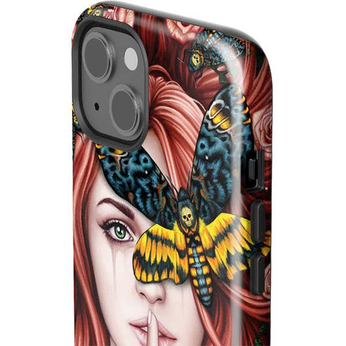 Gothic Woman and Death Moth Butterflies by Sarah Richter iPhone 15 Impact Case