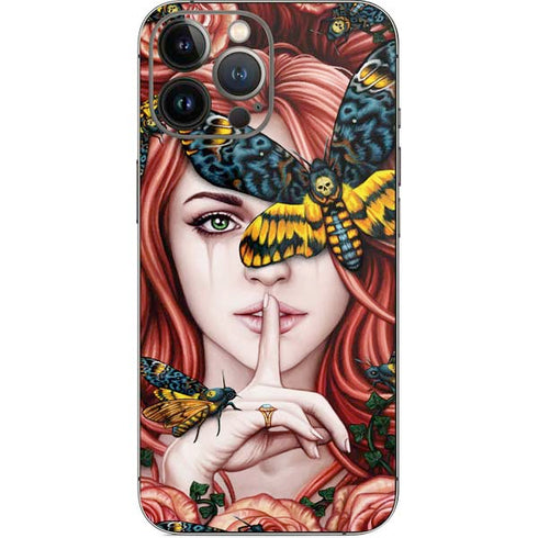 Gothic Woman and Death Moth Butterflies by Sarah Richter iPhone 15 Pro Max Skin