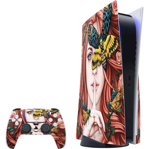 Gothic Woman and Death Moth Butterflies by Sarah Richter PlayStation PS5 Skins