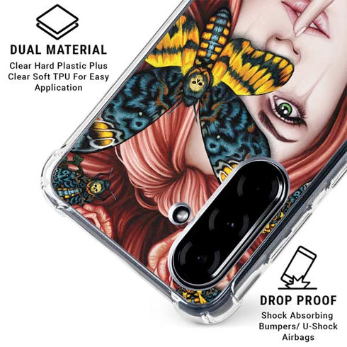 Gothic Woman and Death Moth Butterflies by Sarah Richter Galaxy A36 5G Clear Case