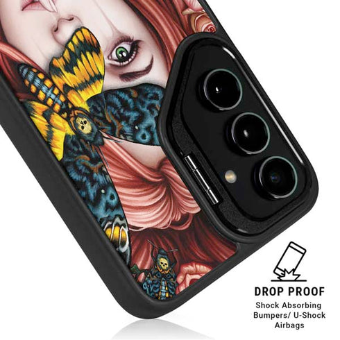 Gothic Woman and Death Moth Butterflies by Sarah Richter Galaxy S25 Kickstand Case