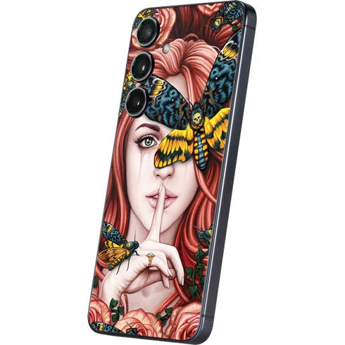 Gothic Woman and Death Moth Butterflies by Sarah Richter Galaxy S25 Skin