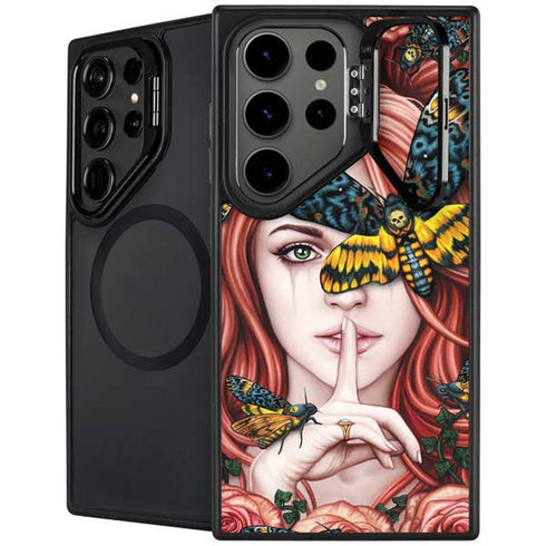 Gothic Woman and Death Moth Butterflies by Sarah Richter Galaxy S25 Ultra Kickstand Case