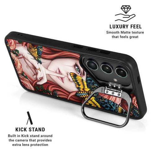 Gothic Woman and Death Moth Butterflies by Sarah Richter Galaxy S25 Ultra Kickstand Case