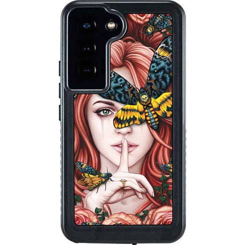 Gothic Woman and Death Moth Butterflies by Sarah Richter Galaxy S24 Waterproof Case