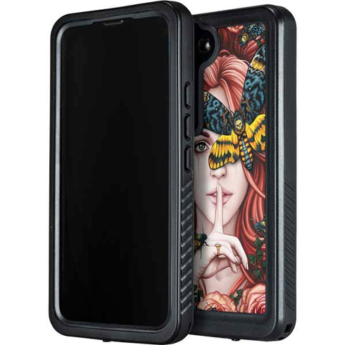 Gothic Woman and Death Moth Butterflies by Sarah Richter Galaxy S24 Waterproof Case
