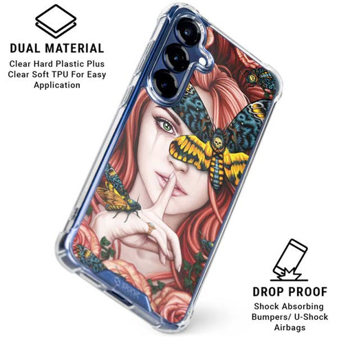 Gothic Woman and Death Moth Butterflies by Sarah Richter Galaxy S25 Clear Case