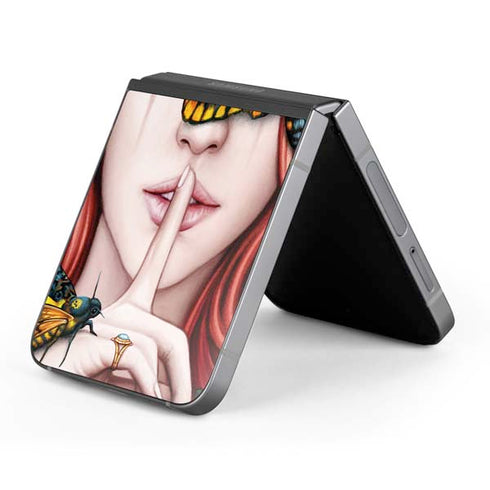 Gothic Woman and Death Moth Butterflies by Sarah Richter Galaxy Z Flip6 Skin