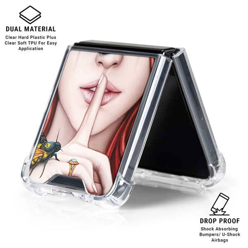 Gothic Woman and Death Moth Butterflies by Sarah Richter Galaxy Z Flip6 Clear Case