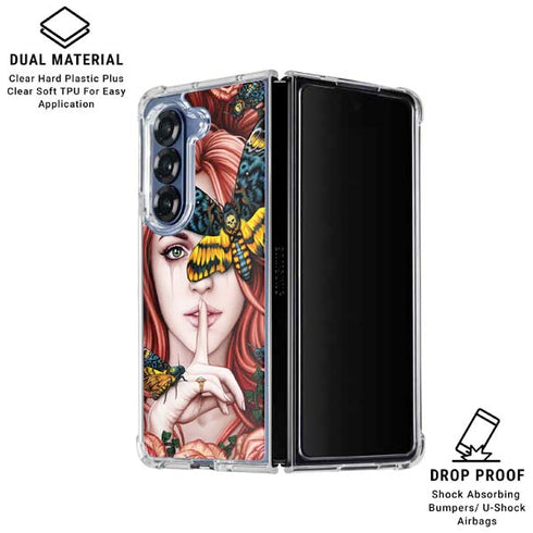 Gothic Woman and Death Moth Butterflies by Sarah Richter Galaxy Z Fold6 Clear Case