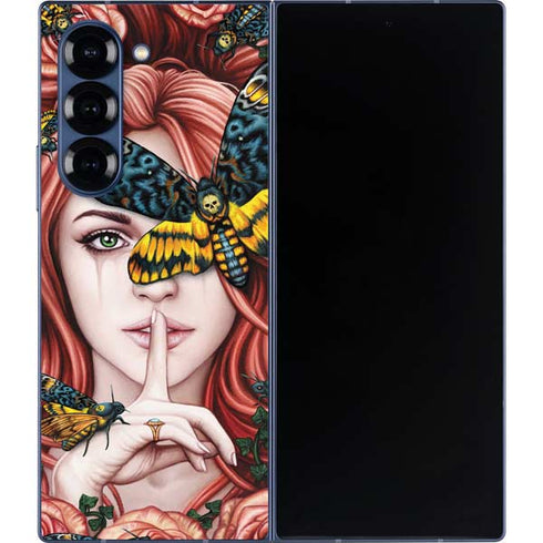 Gothic Woman and Death Moth Butterflies by Sarah Richter Galaxy Z Fold6 Skin