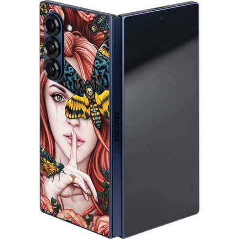 Gothic Woman and Death Moth Butterflies by Sarah Richter Galaxy Z Fold6 Skin