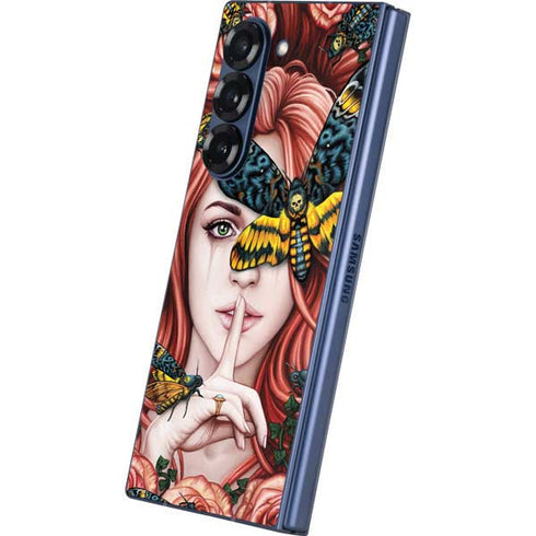 Gothic Woman and Death Moth Butterflies by Sarah Richter Galaxy Z Fold6 Skin