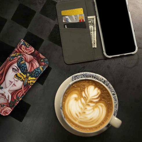 Gothic Woman and Death Moth Butterflies by Sarah Richter iPhone 13 Pro Folio Case
