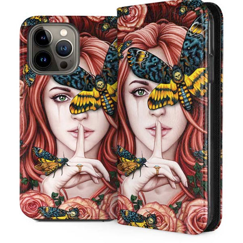 Gothic Woman and Death Moth Butterflies by Sarah Richter iPhone 14 Pro Max Folio Case