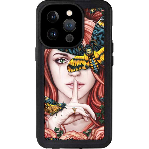 Gothic Woman and Death Moth Butterflies by Sarah Richter iPhone 15 Pro Waterproof Case
