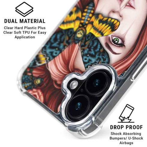 Gothic Woman and Death Moth Butterflies by Sarah Richter iPhone 16 MagSafe Case
