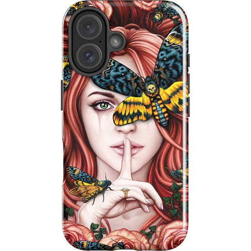 Gothic Woman and Death Moth Butterflies by Sarah Richter iPhone 16 Plus Impact Case