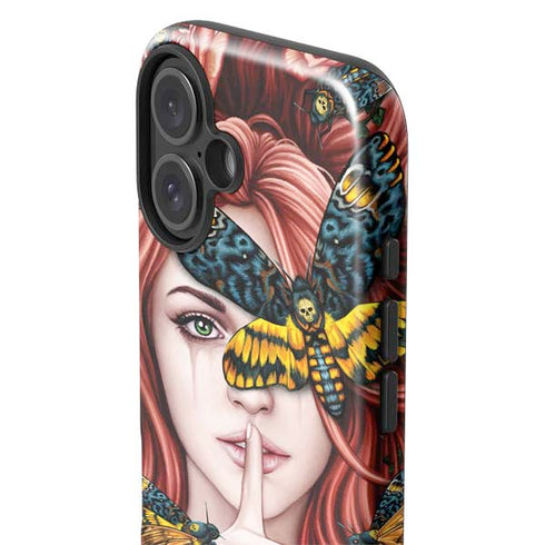 Gothic Woman and Death Moth Butterflies by Sarah Richter iPhone 16 Plus Impact Case