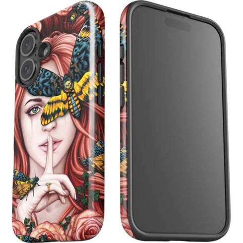 Gothic Woman and Death Moth Butterflies by Sarah Richter iPhone 16 Plus Impact Case