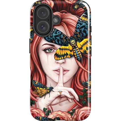 Gothic Woman and Death Moth Butterflies by Sarah Richter iPhone 16 Plus Magsafe Impact Case