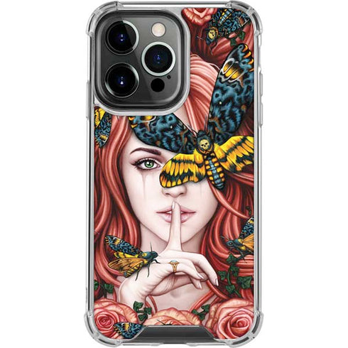 Gothic Woman and Death Moth Butterflies by Sarah Richter iPhone 16 Pro Clear Case