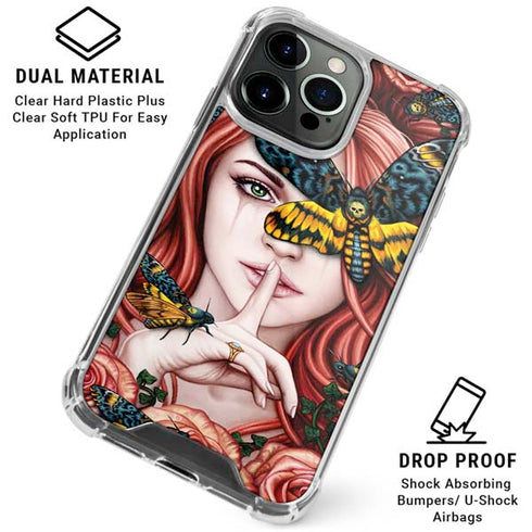 Gothic Woman and Death Moth Butterflies by Sarah Richter iPhone 16 Pro Clear Case