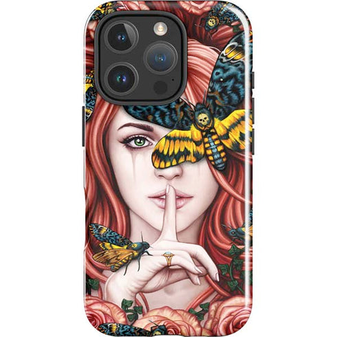 Gothic Woman and Death Moth Butterflies by Sarah Richter iPhone 16 Pro Impact Case