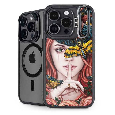 Gothic Woman and Death Moth Butterflies by Sarah Richter iPhone 16 Pro Kickstand Case