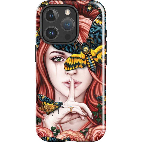 Gothic Woman and Death Moth Butterflies by Sarah Richter iPhone 16 Pro Magsafe Impact Case