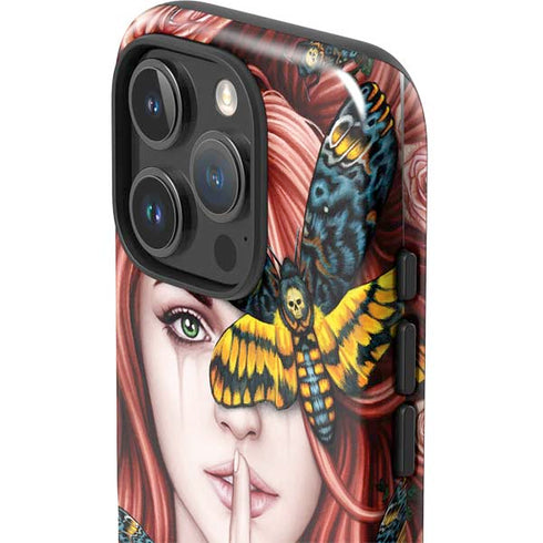 Gothic Woman and Death Moth Butterflies by Sarah Richter iPhone 16 Pro Max Impact Case