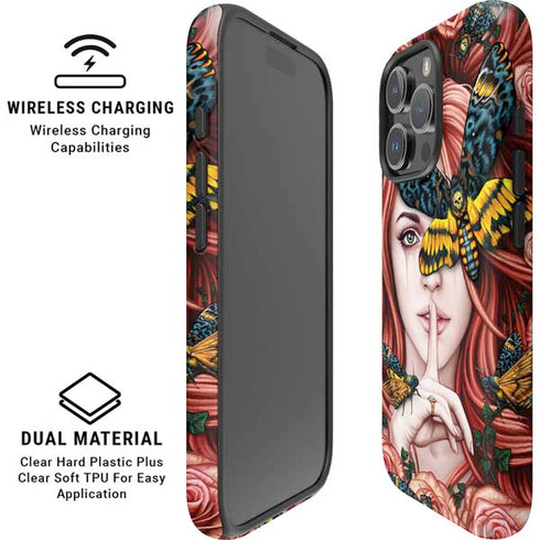 Gothic Woman and Death Moth Butterflies by Sarah Richter iPhone 16 Pro Max Magsafe Impact Case