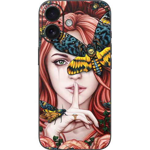 Gothic Woman and Death Moth Butterflies by Sarah Richter iPhone 16 Skin