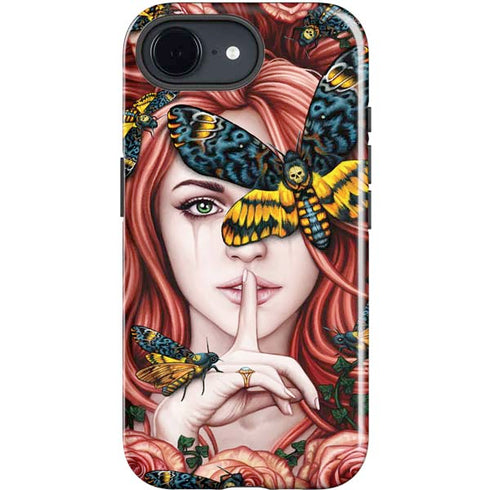 Gothic Woman and Death Moth Butterflies by Sarah Richter iPhone 16e Impact Case