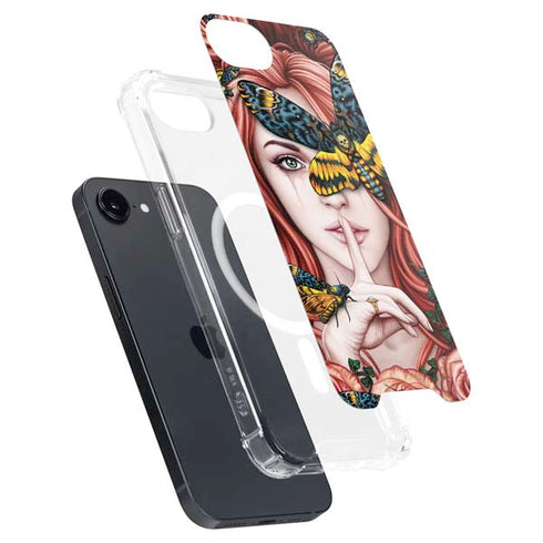 Gothic Woman and Death Moth Butterflies by Sarah Richter iPhone 16e MagSafe Case