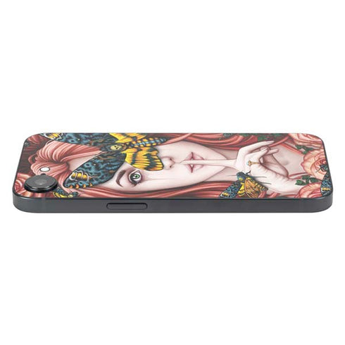 Gothic Woman and Death Moth Butterflies by Sarah Richter iPhone 16e Skin
