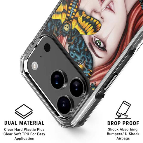 Gothic Woman and Death Moth Butterflies by Sarah Richter iPhone 18 Pro Clear Case