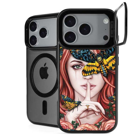Gothic Woman and Death Moth Butterflies by Sarah Richter iPhone 18 Pro Kickstand Case