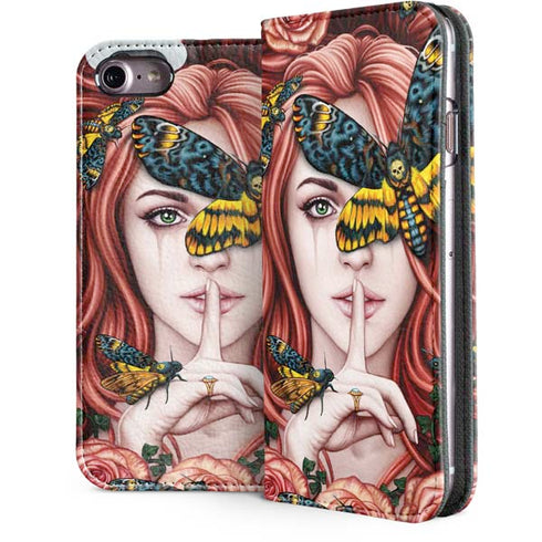 Gothic Woman and Death Moth Butterflies by Sarah Richter iPhone 7 Folio Case