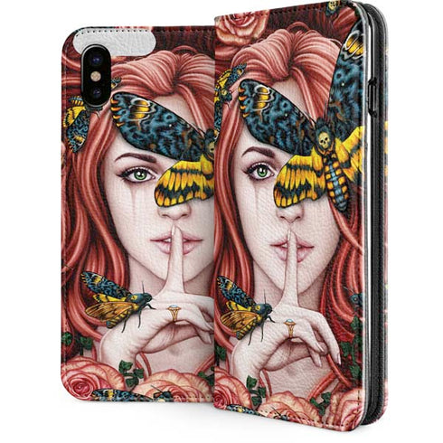 Gothic Woman and Death Moth Butterflies by Sarah Richter iPhone 8 Folio Case