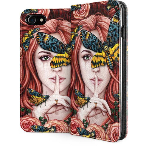 Gothic Woman and Death Moth Butterflies by Sarah Richter iPhone SE (2nd & 3rd Gen) Folio Case