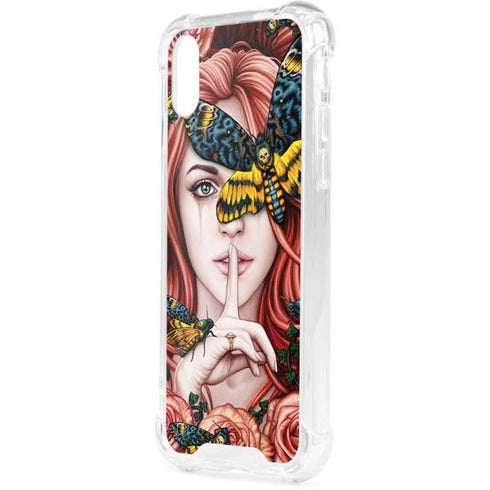 Gothic Woman and Death Moth Butterflies by Sarah Richter iPhone XS Clear Case